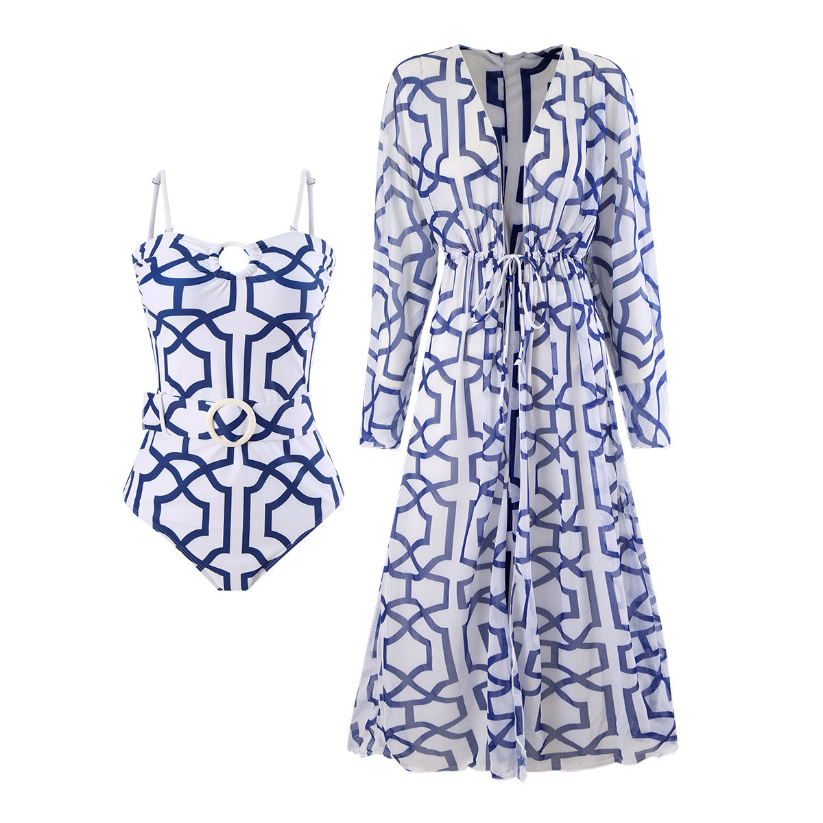 Two Piece Swimsuit Digital Printing Belly Belt Oversized Blouse Swimsuit for Women Bella Mia